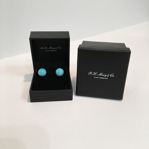 SOLD EFFY Amazonite Round Stud Earrings 14k Gold